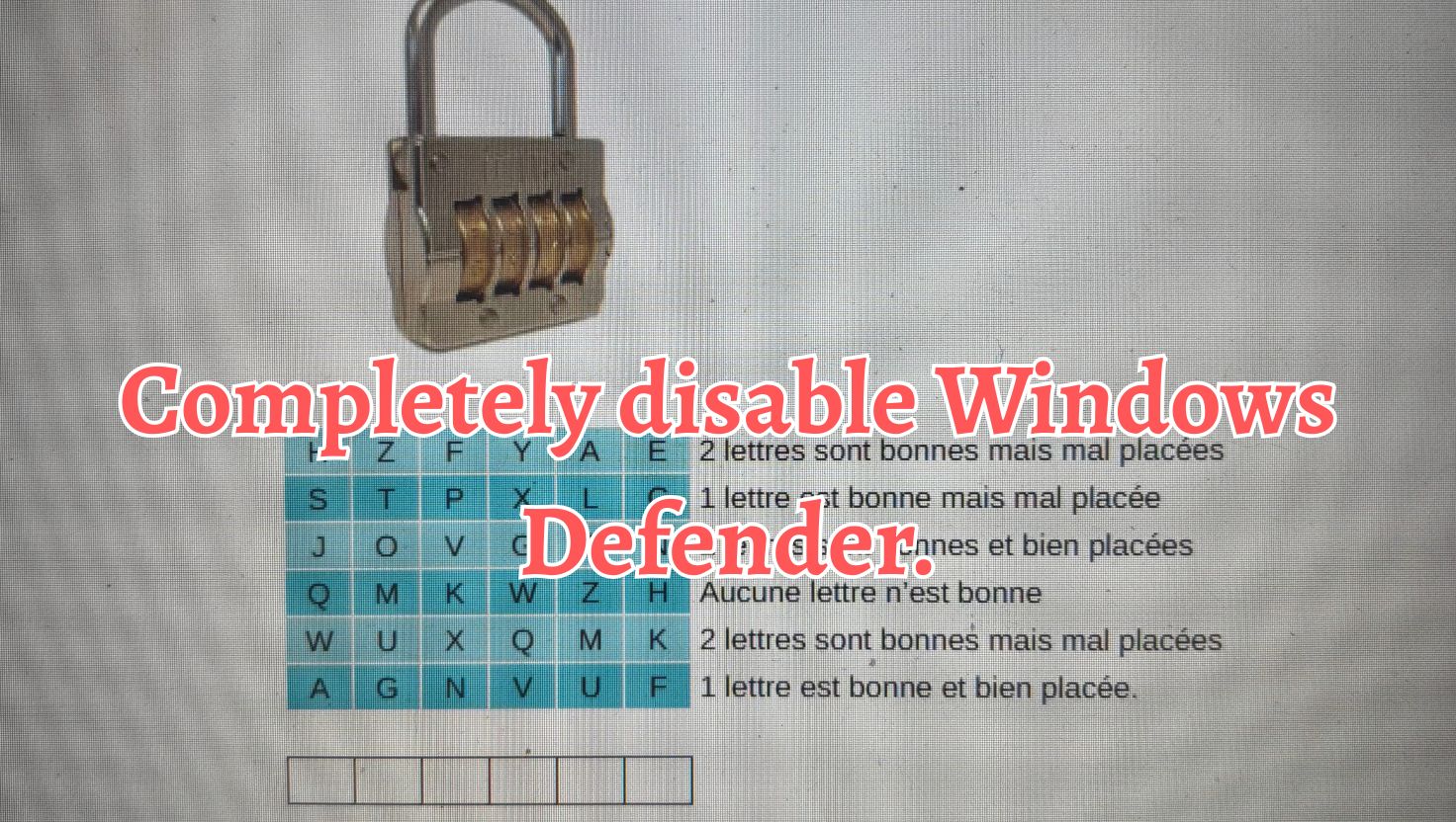 Completely disable Windows Defender.