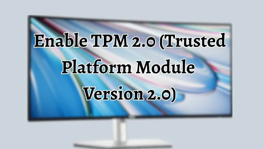 Enable TPM 2.0 (Trusted Platform Module Version 2.0)