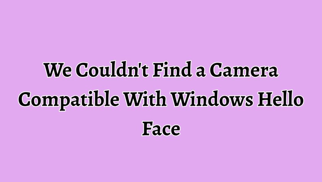 We Couldn't Find a Camera Compatible With Windows Hello Face