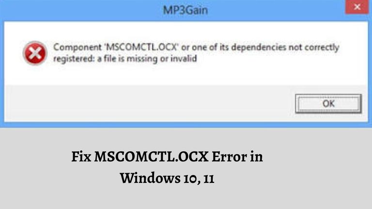 Windows 7 System File Checker Fix MSCOMCTL.OCX Error in Windows 10, 11